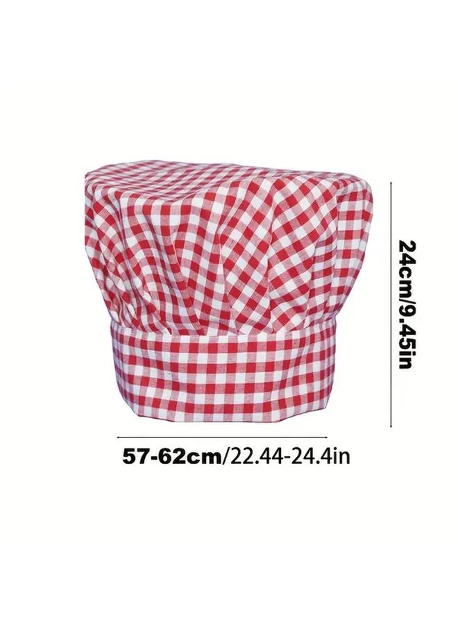 2pcs Red Chef Hats Adjustable Elastic Band Durable Kitchen Uniform - Image 3